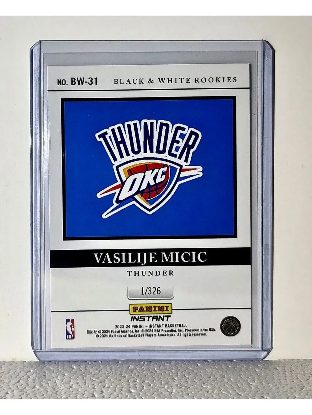 Vasilije Micic 2023-24 Panini NBA #31 Black and White Rookies Card 1/326
